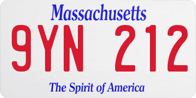 MA license plate 9YN212