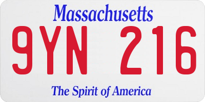MA license plate 9YN216