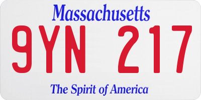 MA license plate 9YN217