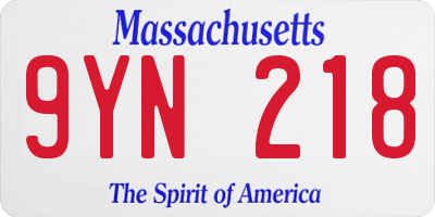 MA license plate 9YN218