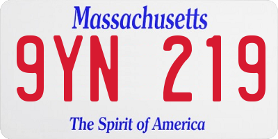 MA license plate 9YN219