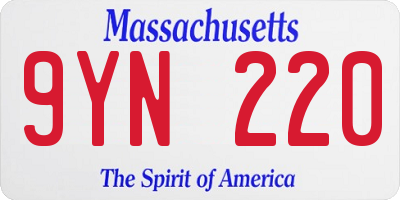 MA license plate 9YN220