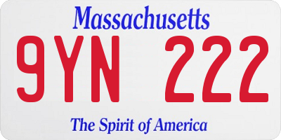 MA license plate 9YN222