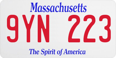MA license plate 9YN223