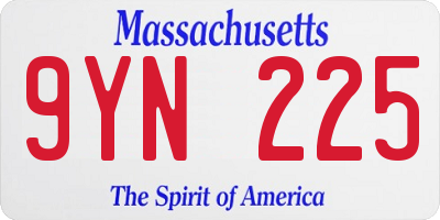 MA license plate 9YN225