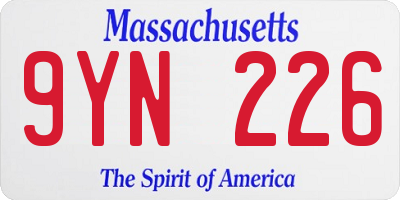 MA license plate 9YN226