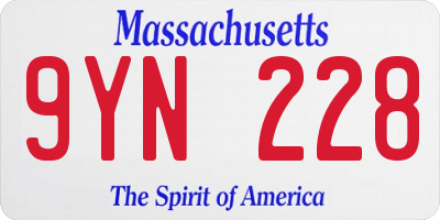 MA license plate 9YN228