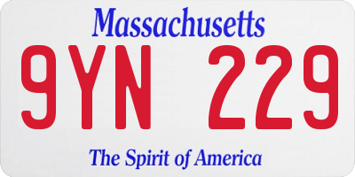 MA license plate 9YN229