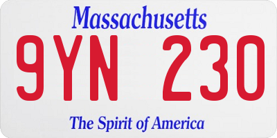 MA license plate 9YN230