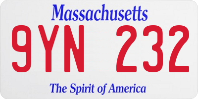 MA license plate 9YN232