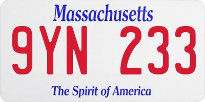 MA license plate 9YN233