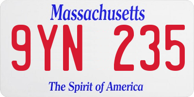 MA license plate 9YN235