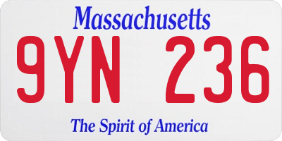 MA license plate 9YN236