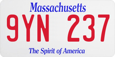 MA license plate 9YN237