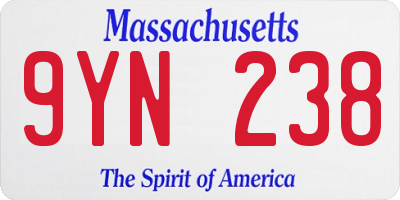 MA license plate 9YN238