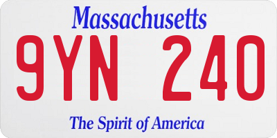 MA license plate 9YN240