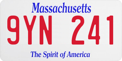 MA license plate 9YN241