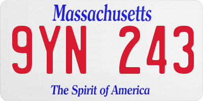 MA license plate 9YN243