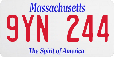 MA license plate 9YN244