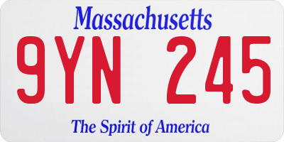 MA license plate 9YN245