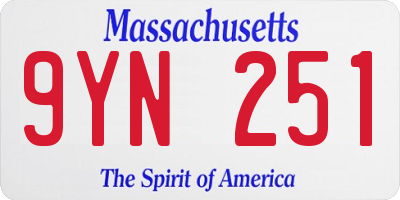 MA license plate 9YN251