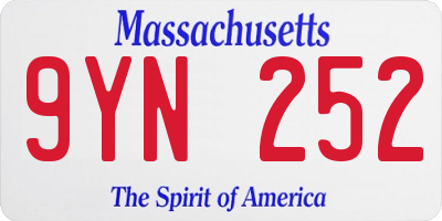 MA license plate 9YN252
