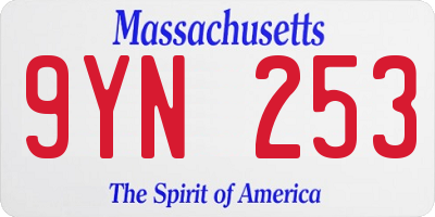 MA license plate 9YN253
