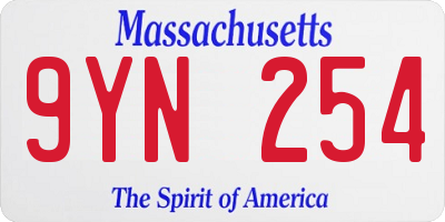 MA license plate 9YN254