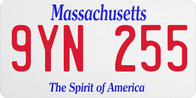 MA license plate 9YN255