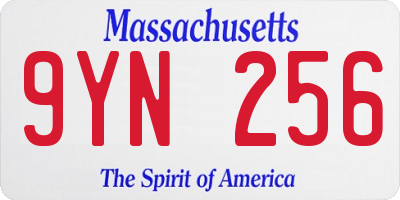 MA license plate 9YN256