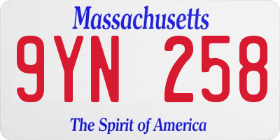 MA license plate 9YN258
