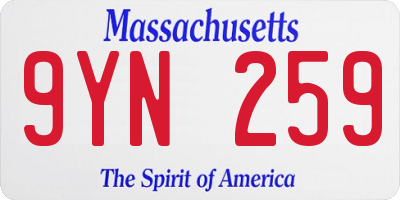 MA license plate 9YN259
