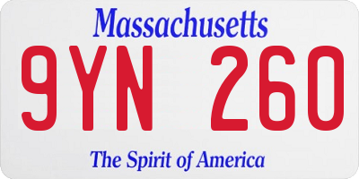 MA license plate 9YN260