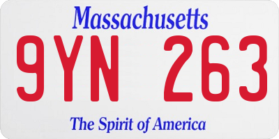 MA license plate 9YN263