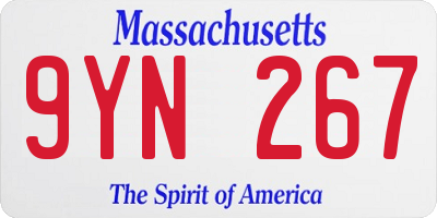 MA license plate 9YN267
