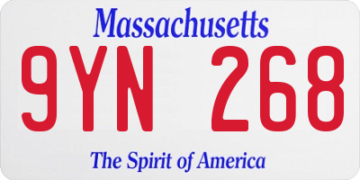 MA license plate 9YN268