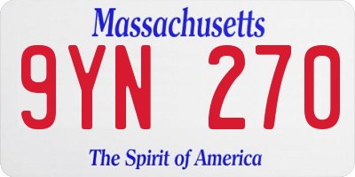 MA license plate 9YN270