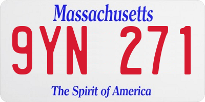MA license plate 9YN271