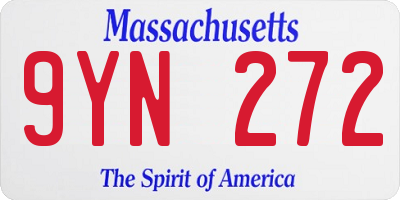 MA license plate 9YN272