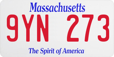 MA license plate 9YN273