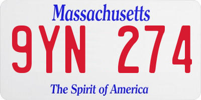 MA license plate 9YN274