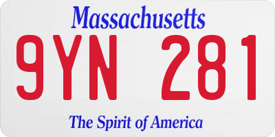 MA license plate 9YN281