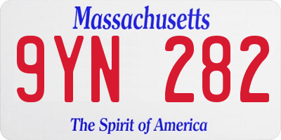 MA license plate 9YN282