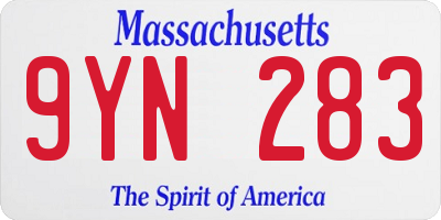 MA license plate 9YN283