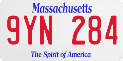 MA license plate 9YN284