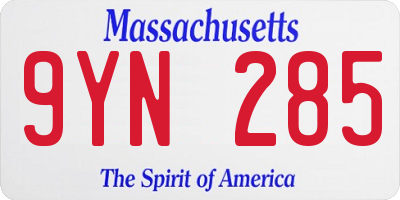 MA license plate 9YN285