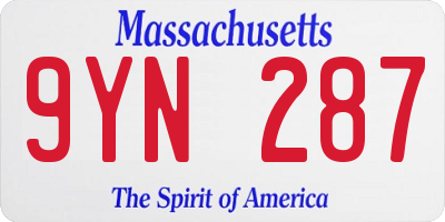 MA license plate 9YN287