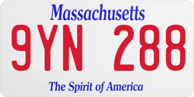MA license plate 9YN288