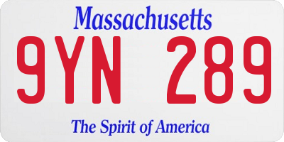 MA license plate 9YN289