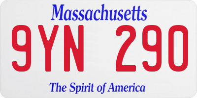 MA license plate 9YN290